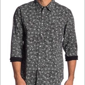 Obey Scribble Rose Print Button Down Long Sleeve S